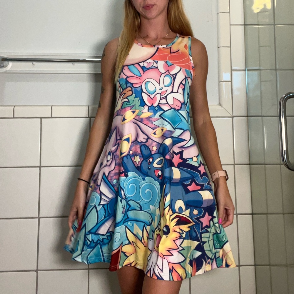 Pokemon Evee Graphic Sleeveless Dress